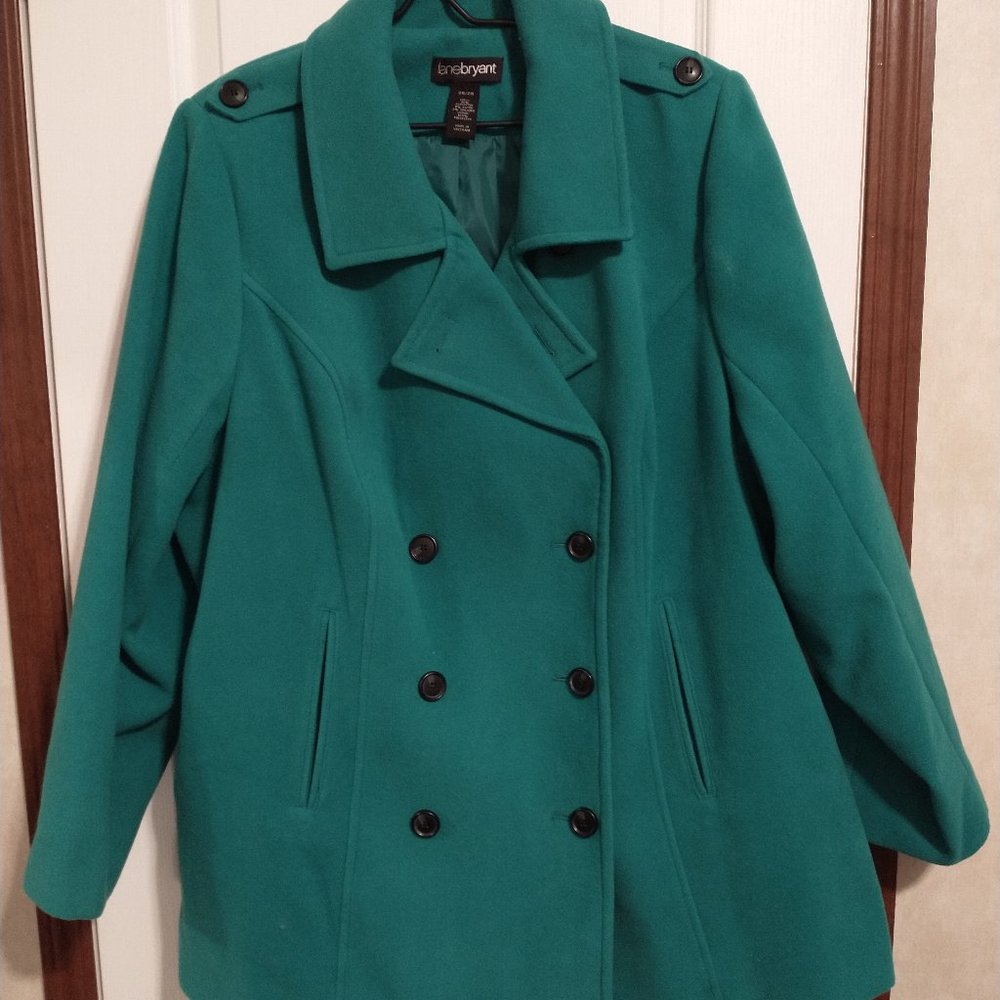 Lane Bryant Pea Coat in Jewel Tone Green